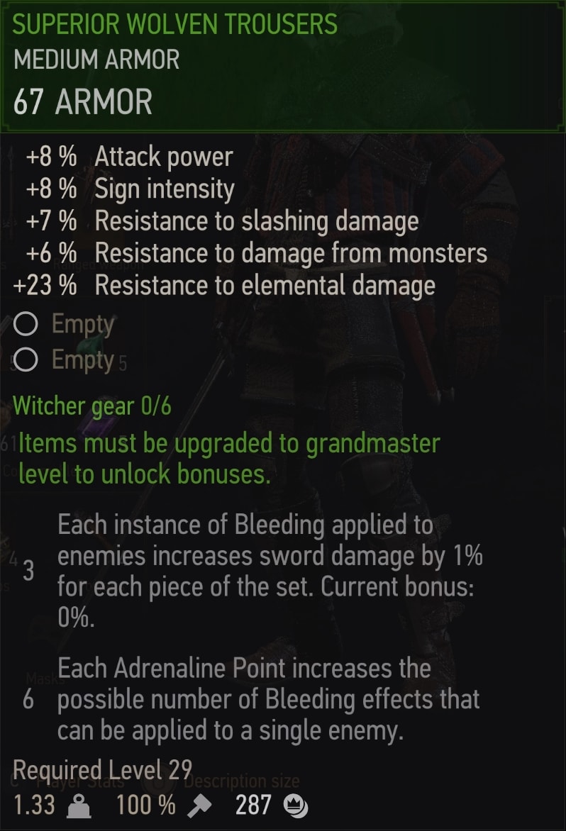 The Wiltcher 3 Superior Wolven Trousers (Wolf School Tier 3 witcher gear Upgrade)