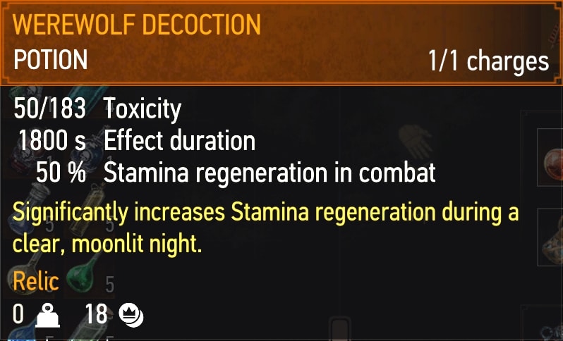 Werewolf Decoction stats