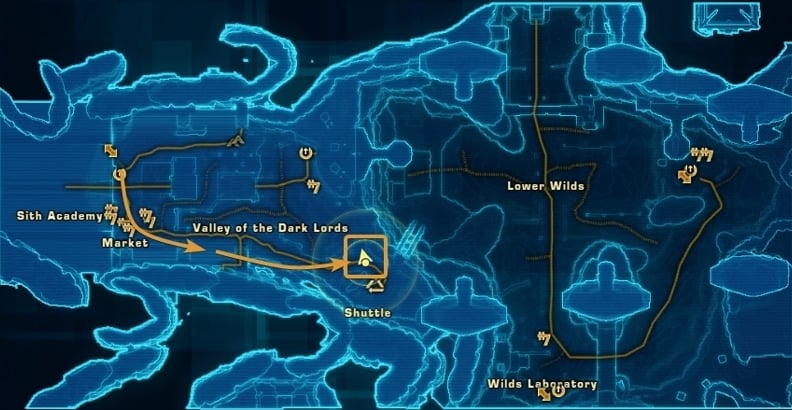 Korriban Endurance Datacron Starting Location