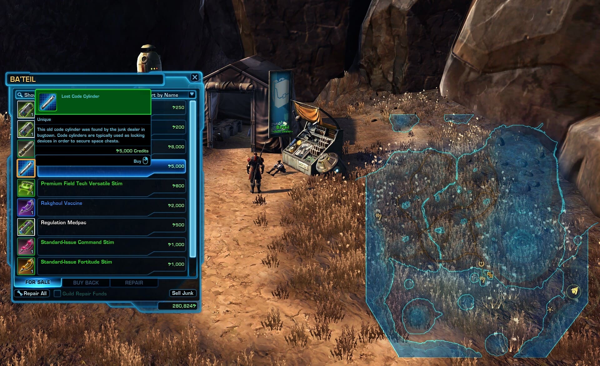 Balmorra (Imperial) Purple Mastery Datacron Starting Location Vendor