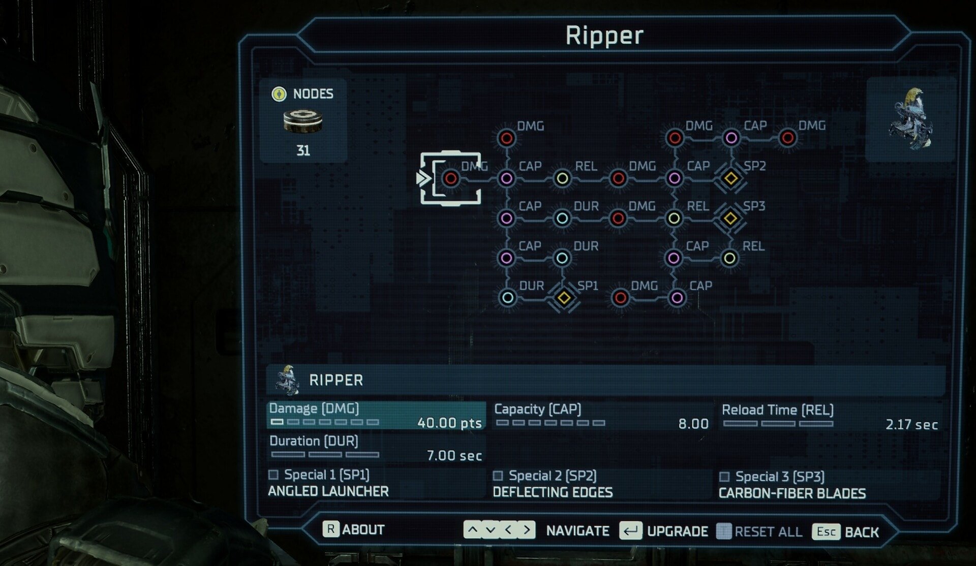 Ripper Weapon in Dead Space with no upgrades