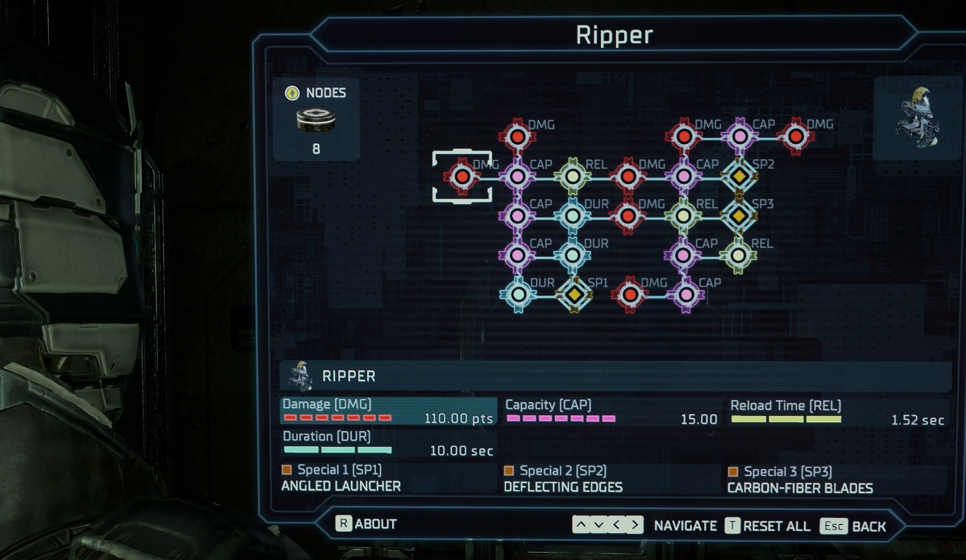 Fully Upgraded Ripper Weapon in Dead Space