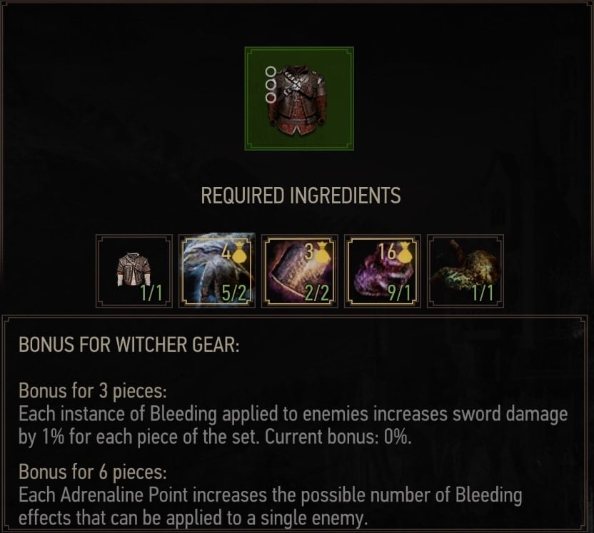 Grandmaster Wolven Armor - Crafting Requirements
