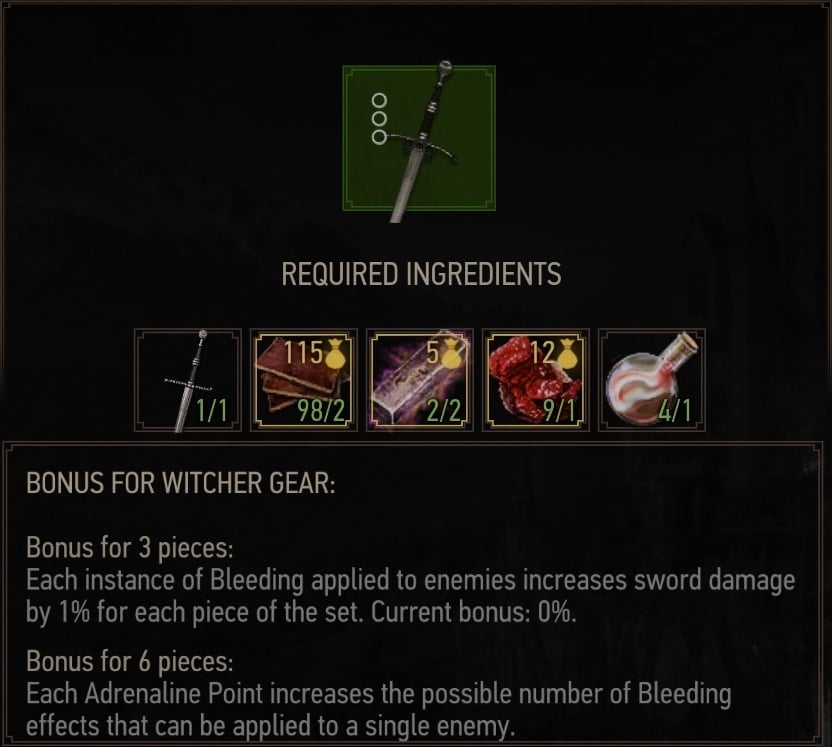 Grandmaster Wolven Steel Sword - Crafting Requirements