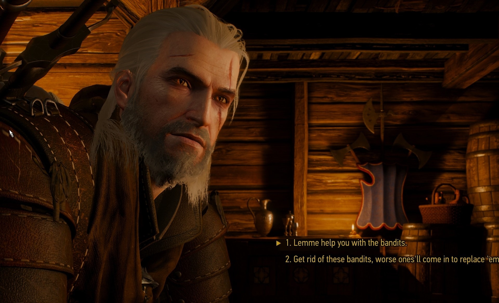 Help against the bandits or go to Toussaint directly