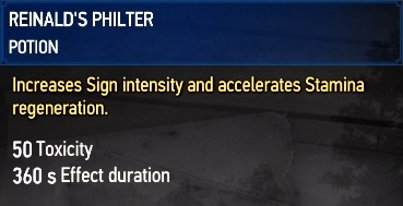 Reinald’s Philter stats