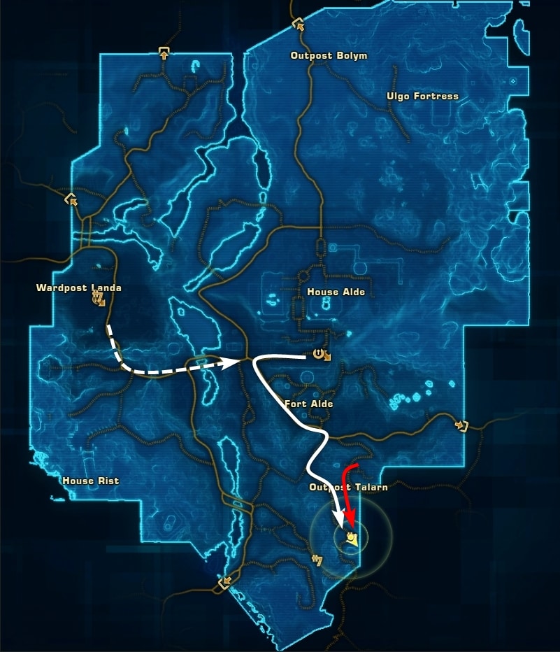 SWTOR Alderaan Lain-Ricie Vendor Location on the Map