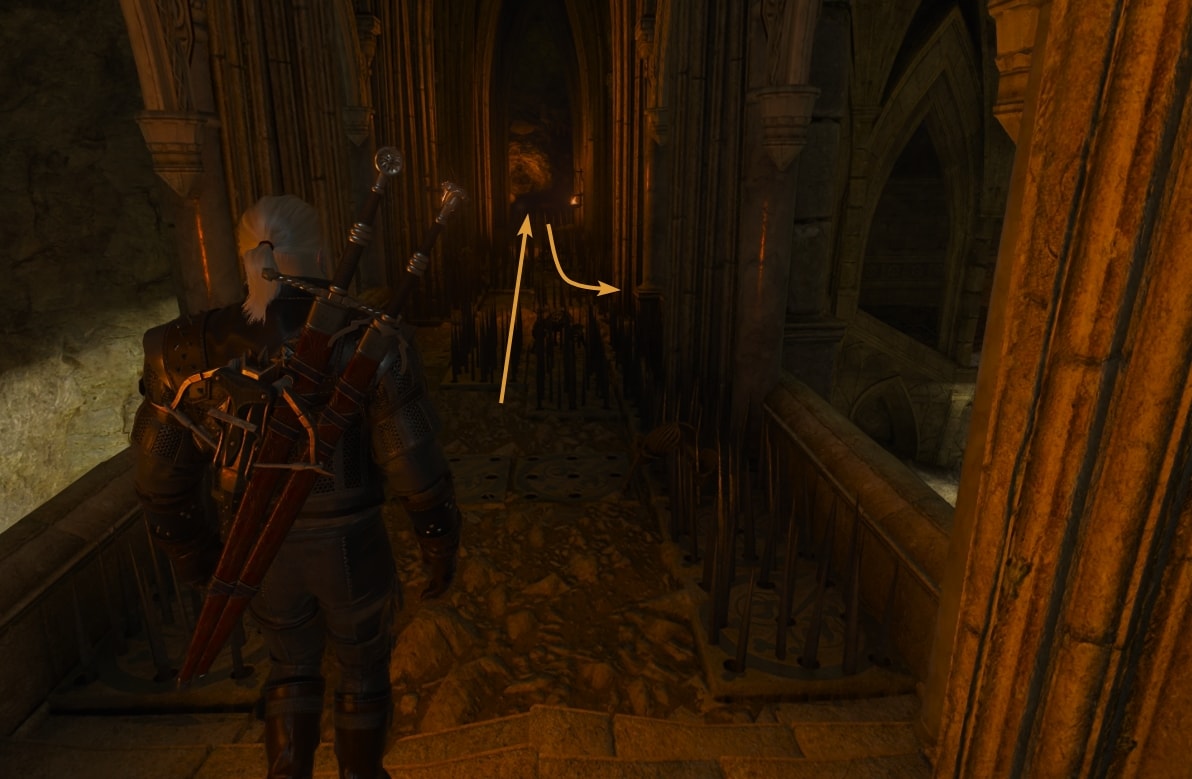 Geralt searching the ruins