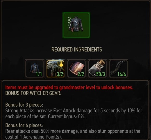 The Witcher 3 Superior Feline witcher gear stats - Armor
