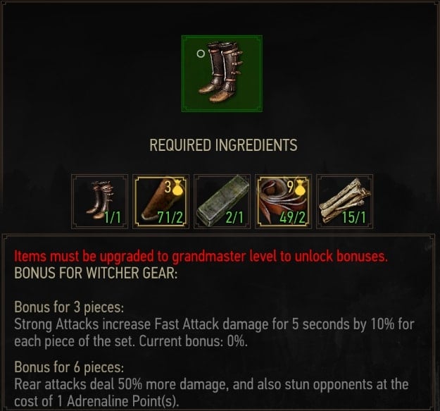 The Witcher 3 Superior Feline witcher gear stats - Boots