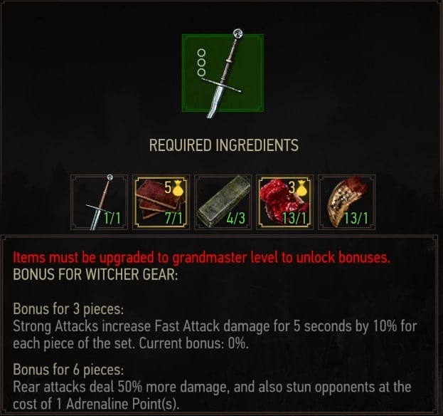 The Witcher 3 Superior Feline witcher gear stats - Sterel Sword