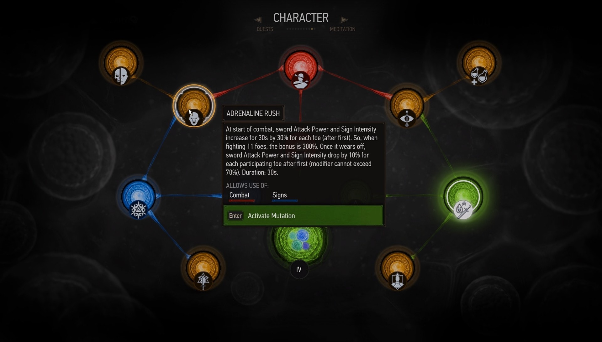 The Witcher 3 Adrenaline Rush Mutation