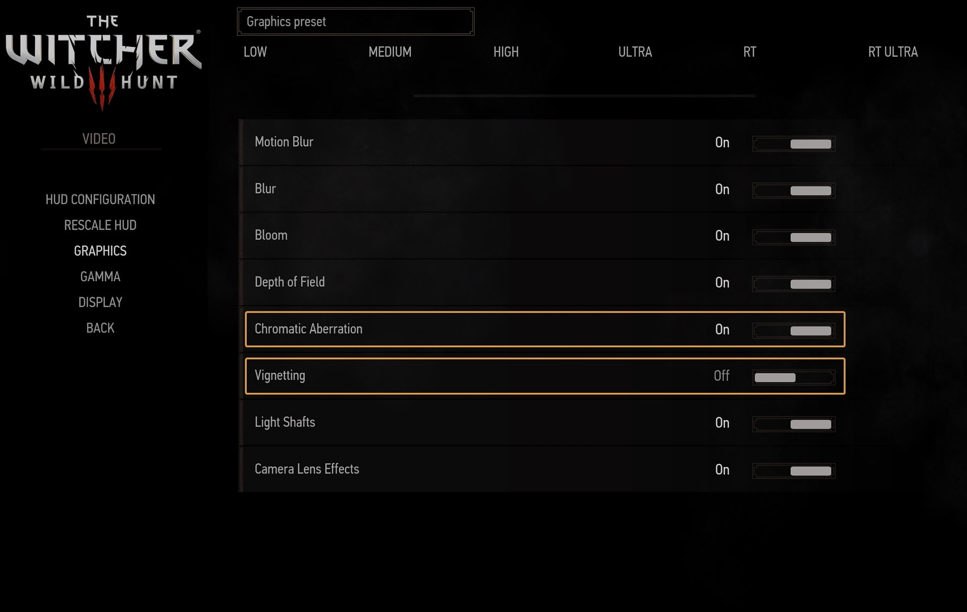 The Witcher 3 Chromatic Aberration and Vignetting