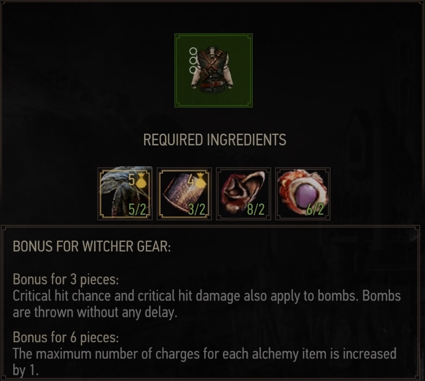 The Witcher 3 Grandmaster Manticore Gear Stats - Armor