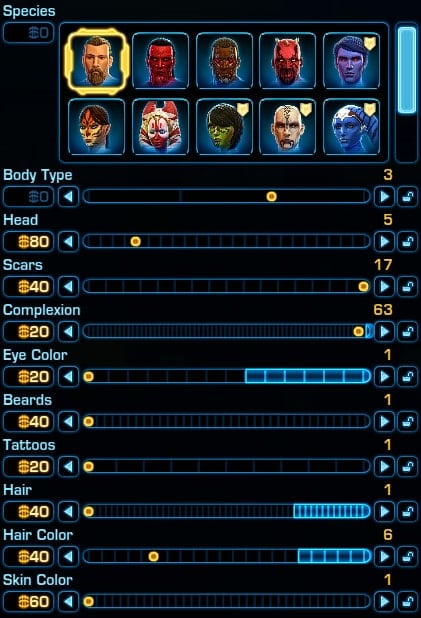 How to Create Darth Vader in SWTOR: - Character Stats