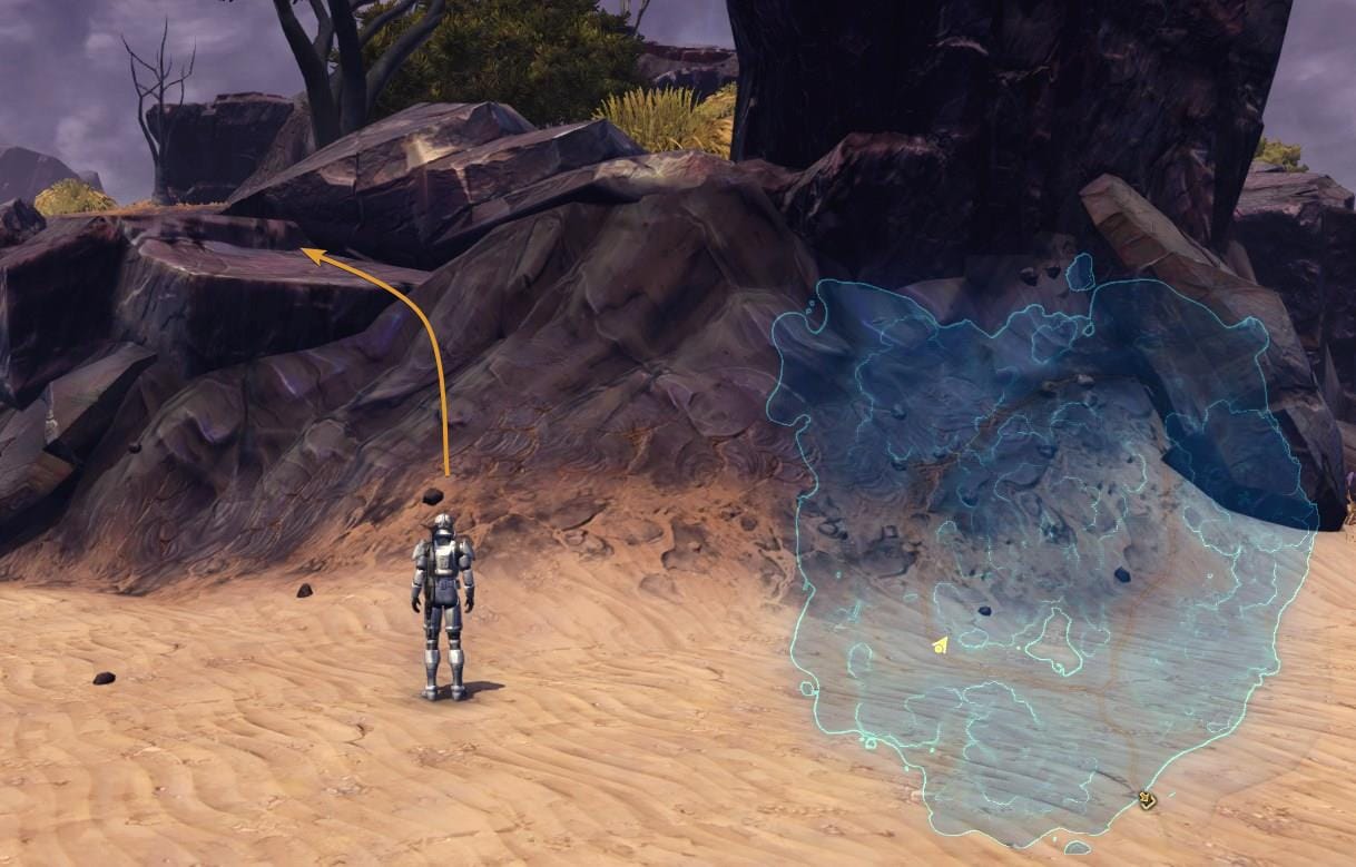 Ord Mantell Blue Mastery Datacron Starting Location Visual