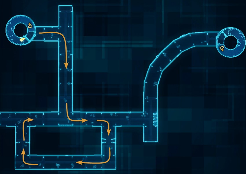 Path to the datacron inside the tunnel