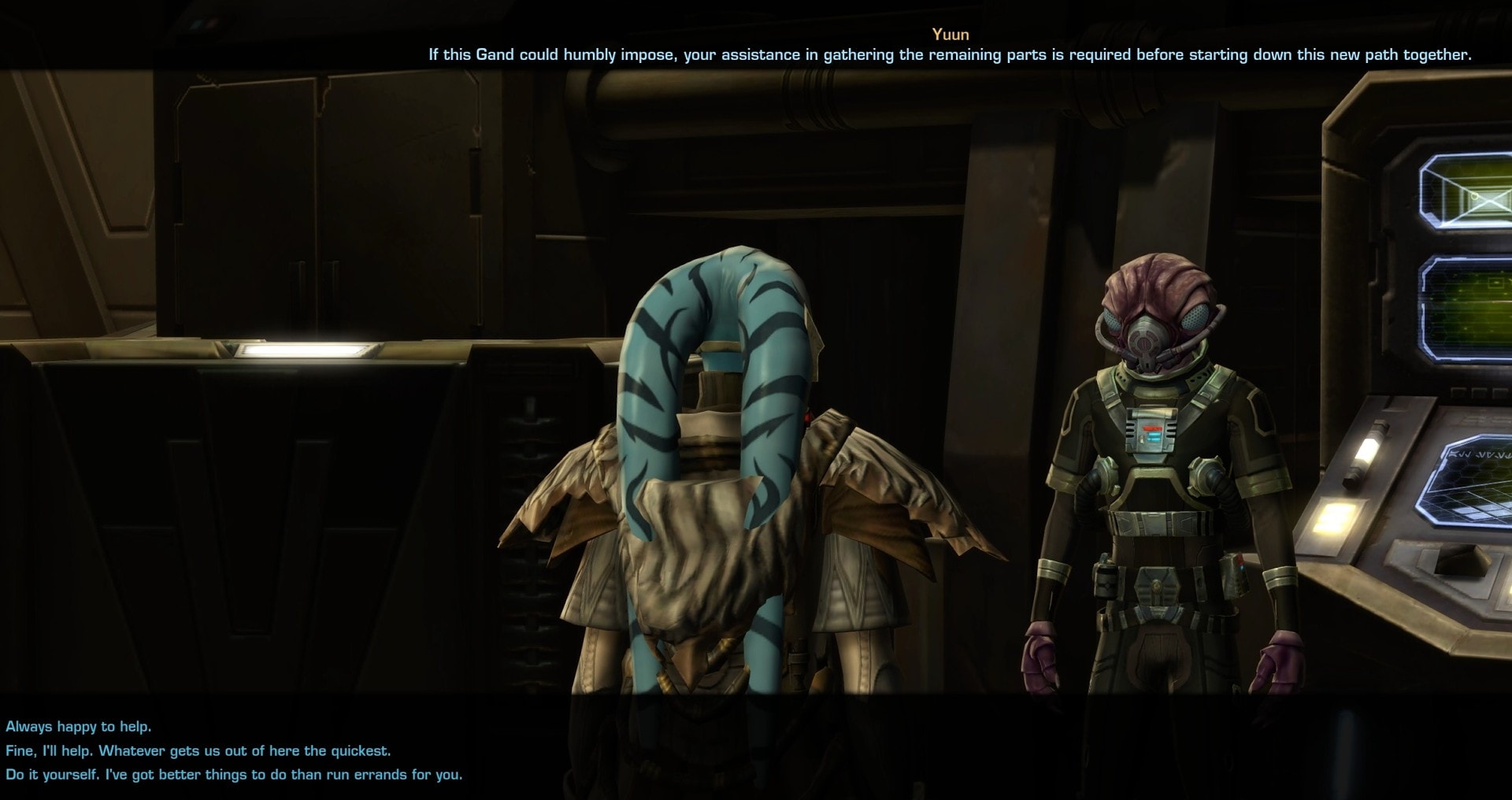 SWTOR To Find A Findsman Alliance Alert Guide - Agree to help Yuun