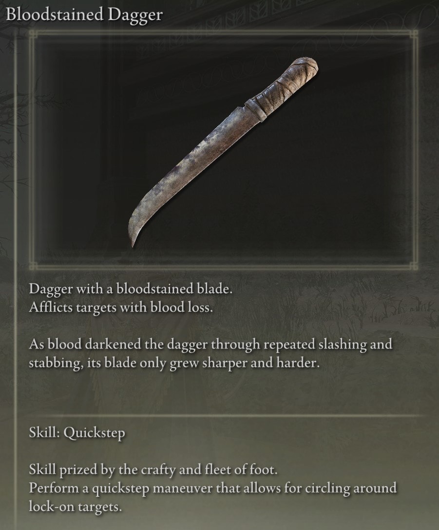 Full Elden Ring Daggers Catalog - Bloodstained Dagger description