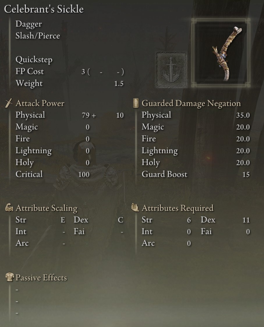Celebrant's Sickle stats