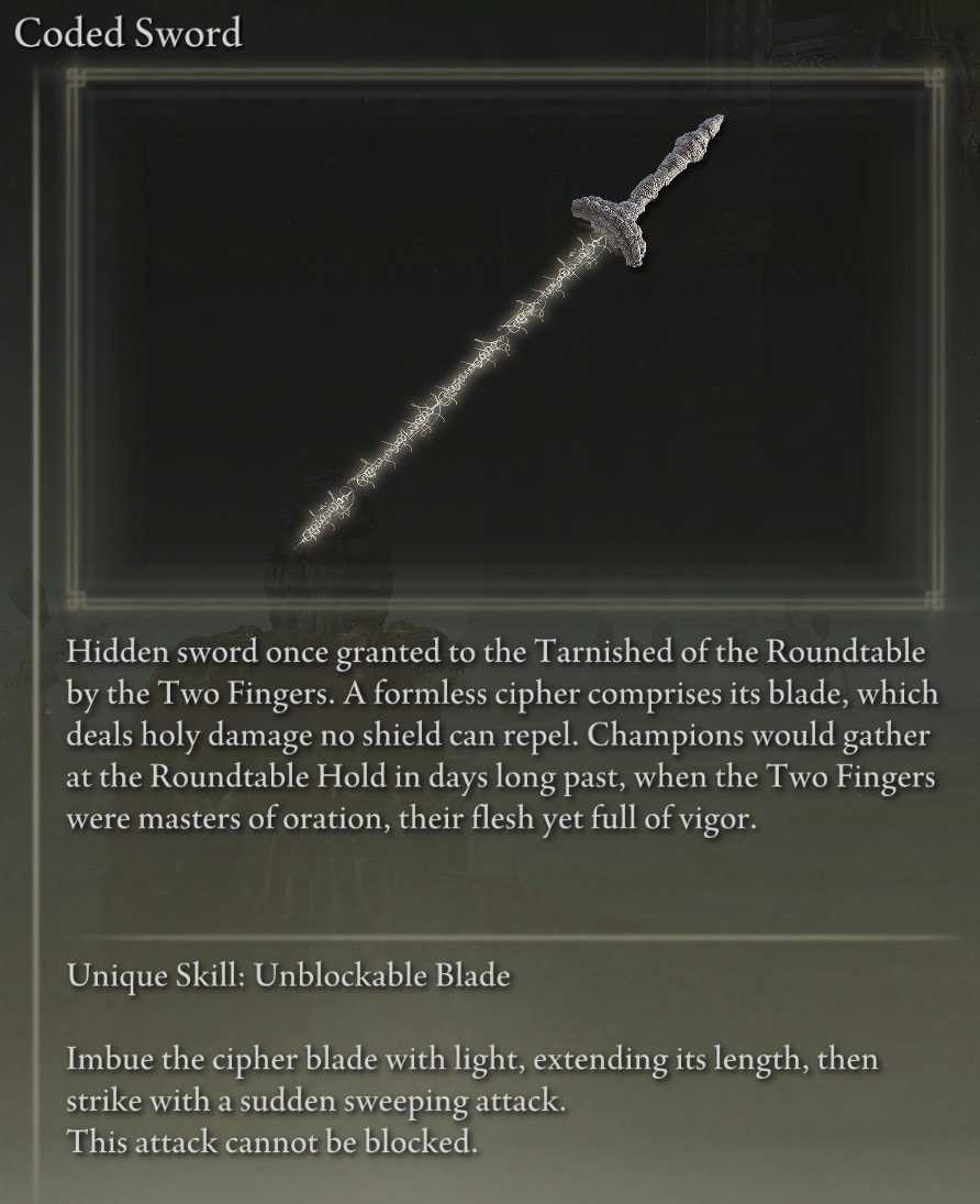 Full Elden Ring Straight Swords Catalog and Locations Guide - Coded Sword description