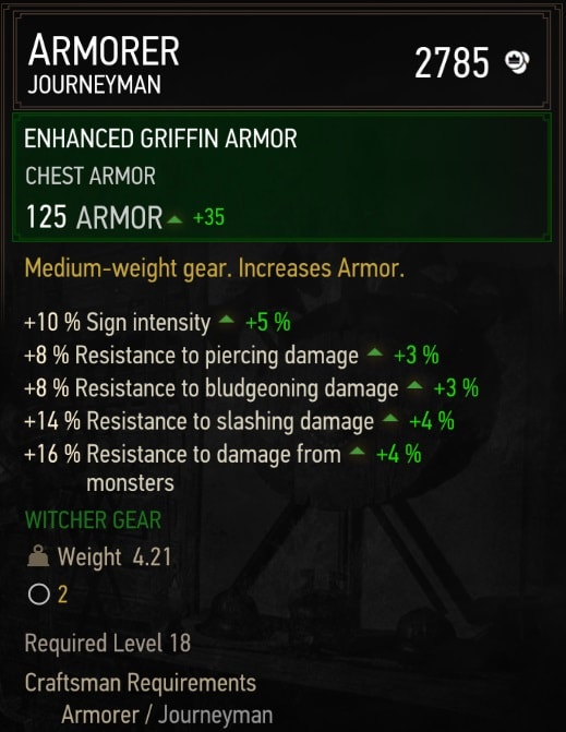 Enhanced Griffin Gear Set Stats - Armor