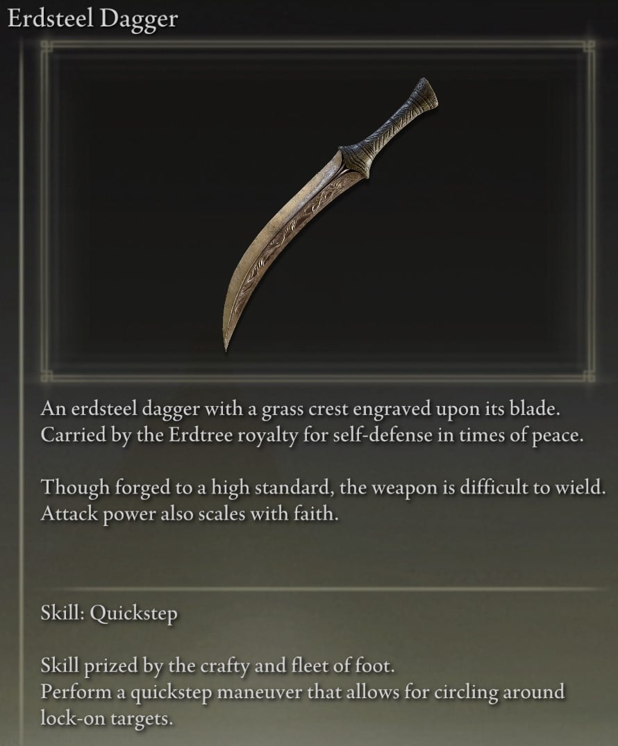 Full Elden Ring Daggers Catalog - Erdsteel Dagger dscription