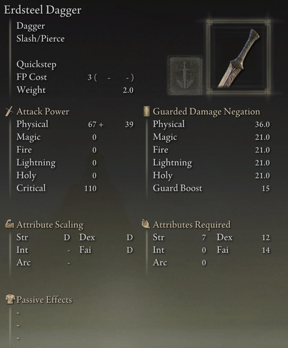 Erdsteel Dagger stats