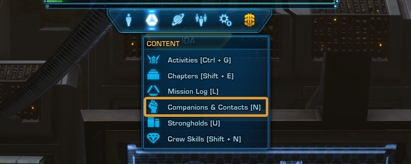 How to access and open Companions and Contacts menu