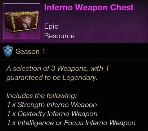 New World Season 1 - Inferno Weapon Chest