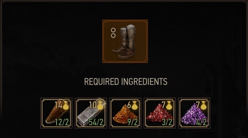 Ofieri Boots Crafting Requirements