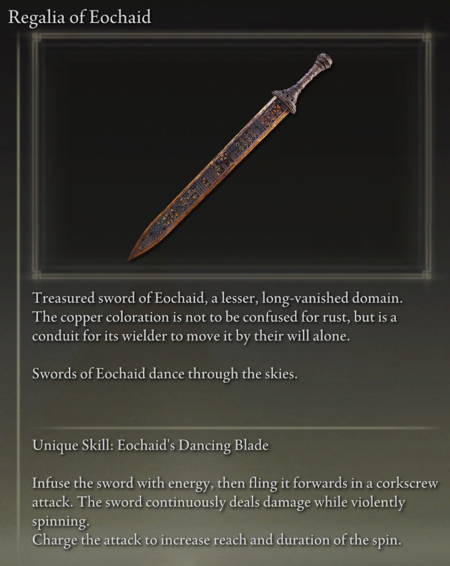 Full Elden Ring Straight Swords Catalog and Locations Guide - Regalia of Eochaid description
