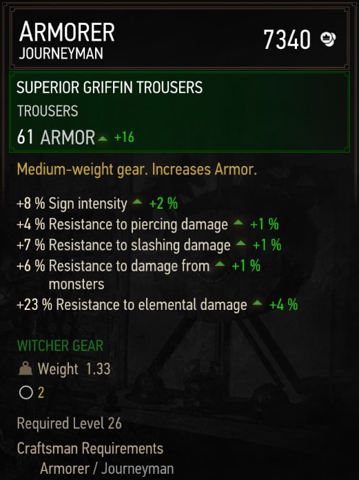 Superior Griffin Gear Set Stats - Trousers