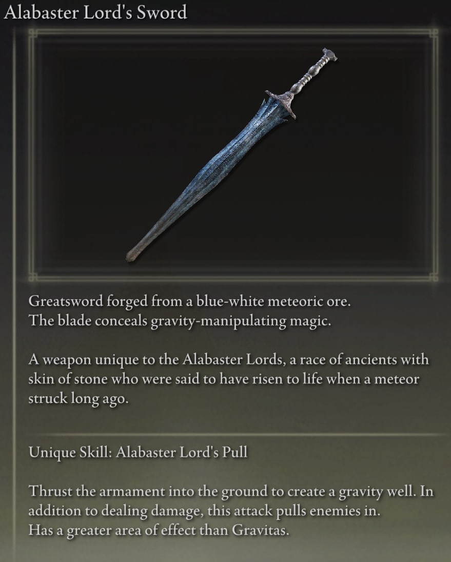 Elden Ring Greatswords - Alabaster Lord's Sword