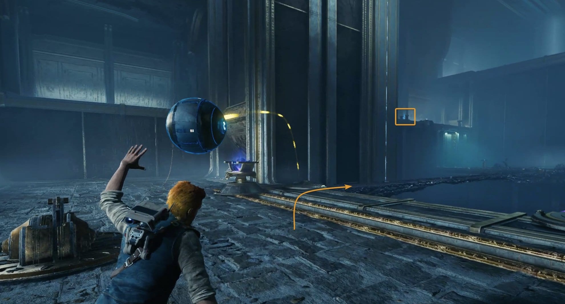 Carry Orb 2 through the bridge created from Amplifier 1 with Orb 1