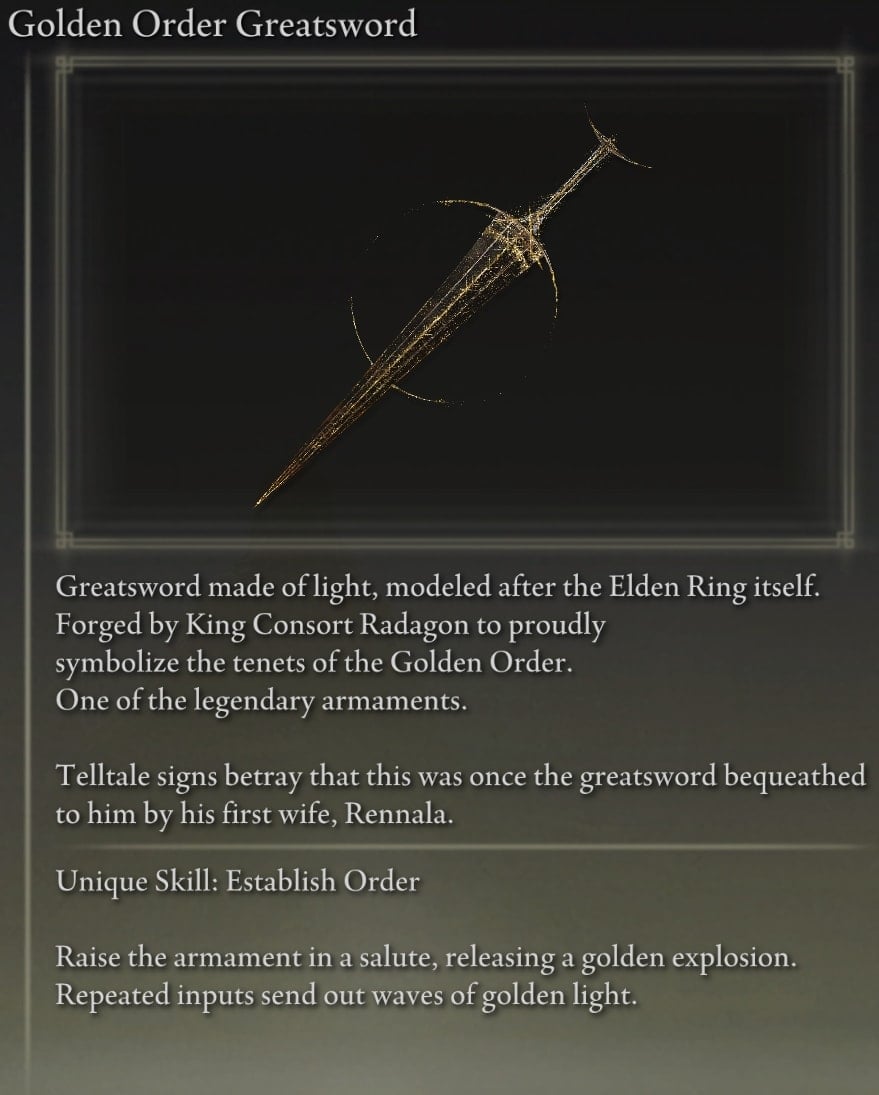 Elden Ring Greatswords - Golden Order Greatsword