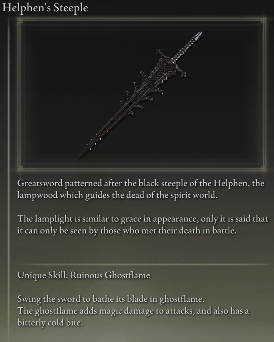 Elden Ring Greatswords - Helphen's Steeple