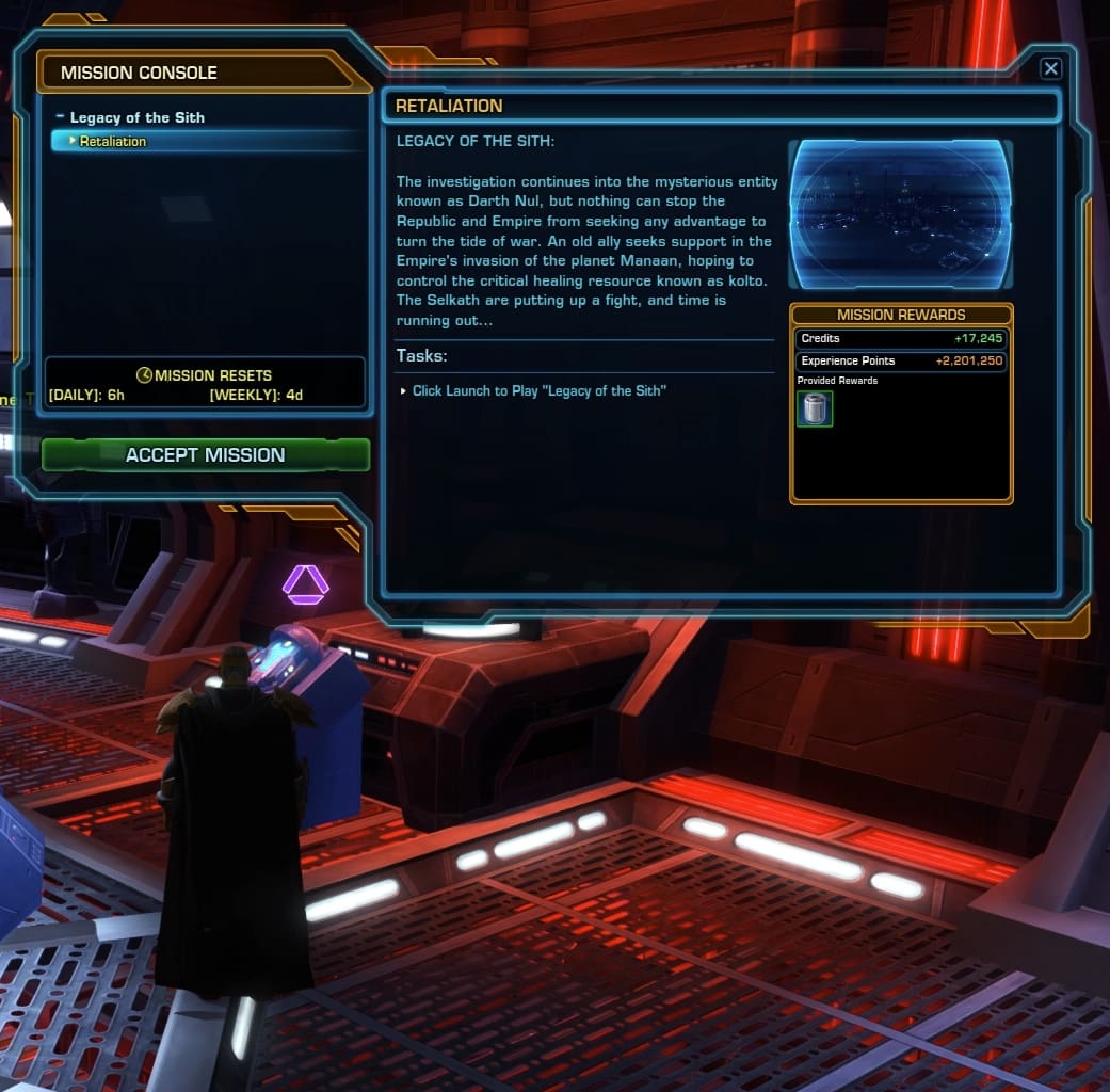 How to start Legacy of the Sith Story in SWTOR