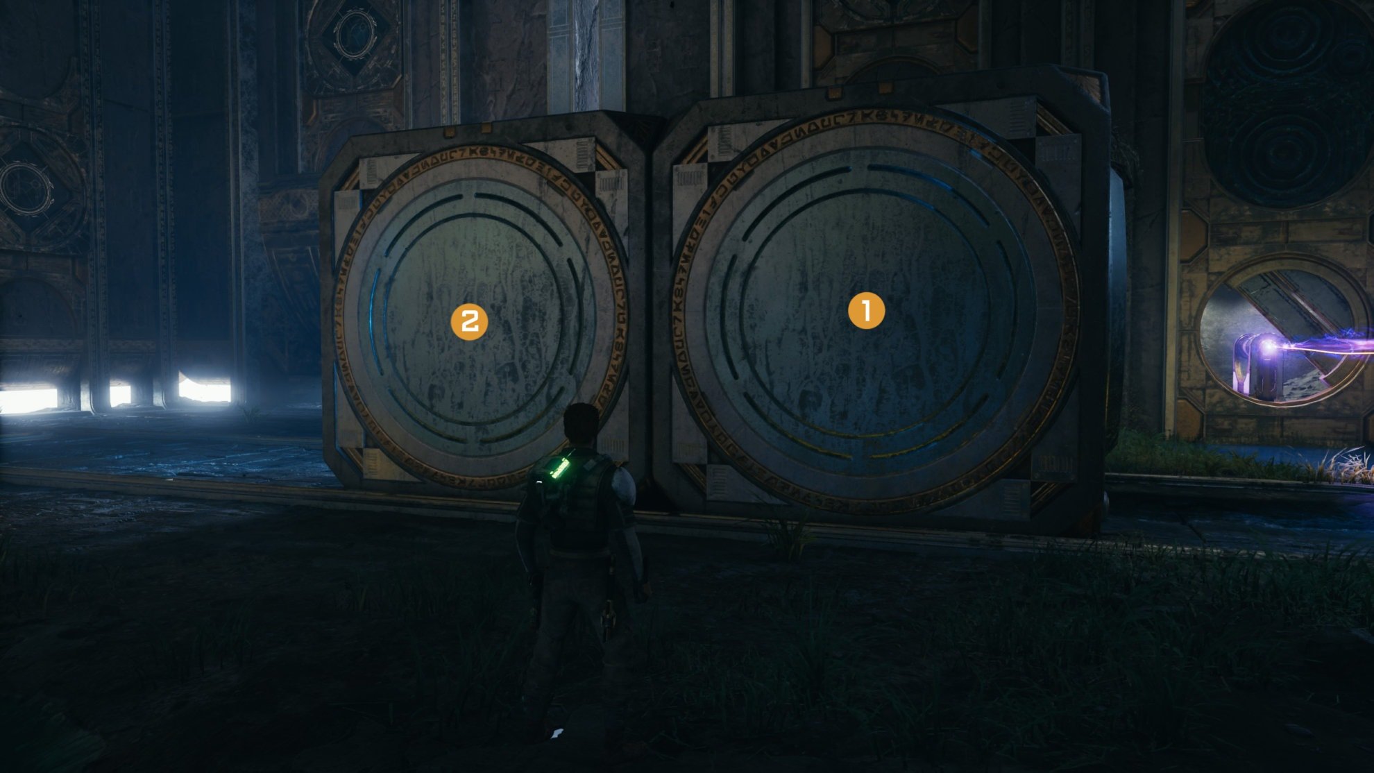 Both cubes standing in the middle, on top of the pressure plate