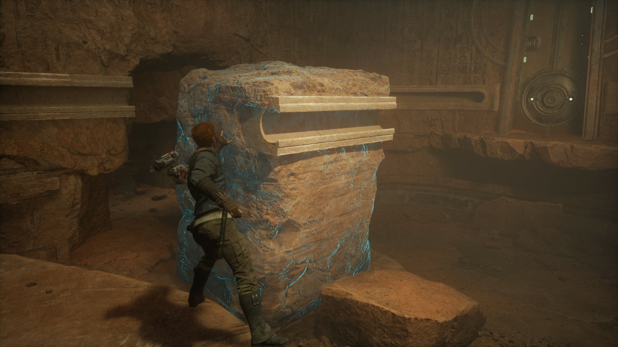 Force Push this stone slab into the wall