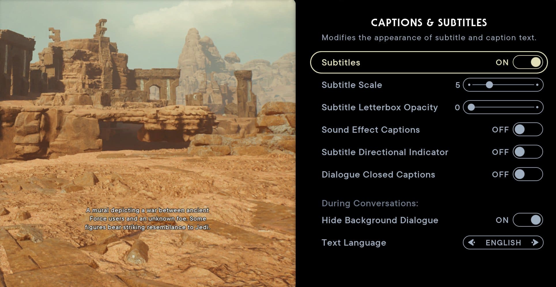 Jedi Survivor Settings and UI Guide: what should you change - captions and subtitles