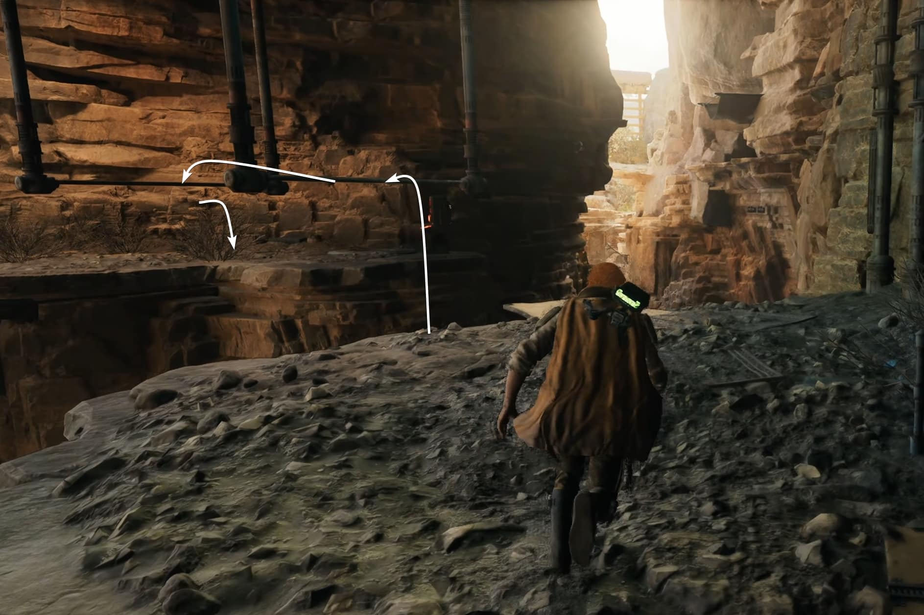 Jump across to the other ledge where BD-1 will activate the Roller Mine Droid spawning platform.