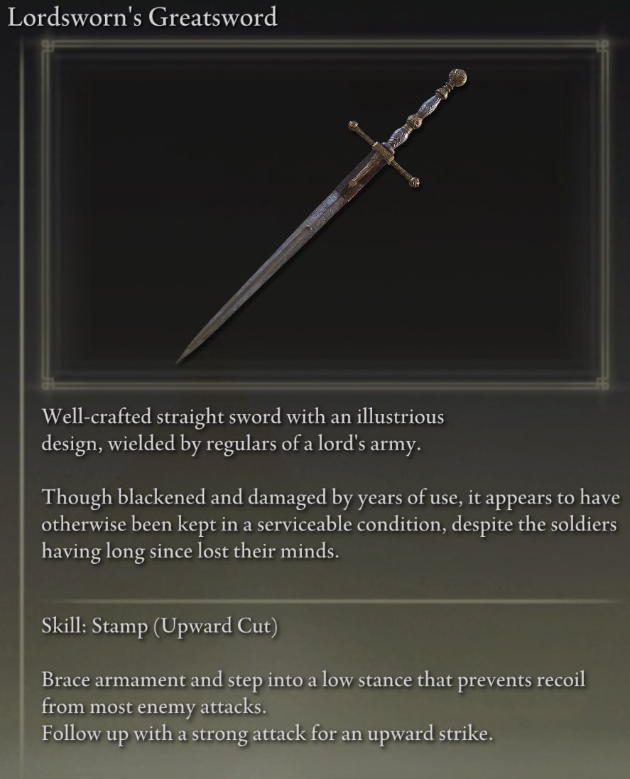 Elden Ring Greatswords - Lordsworn's Greatsword