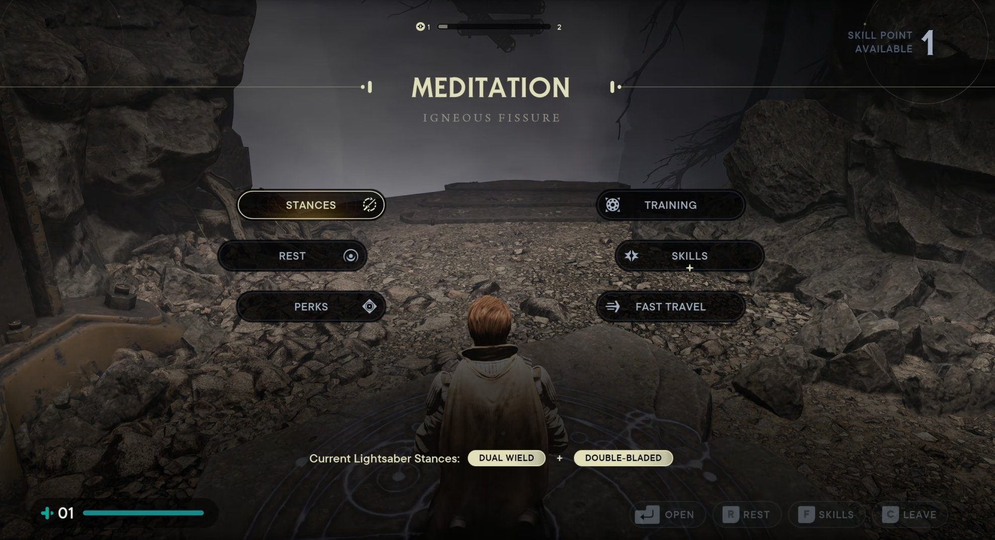 Meditatoin Point Menu options in Jedi Survivor