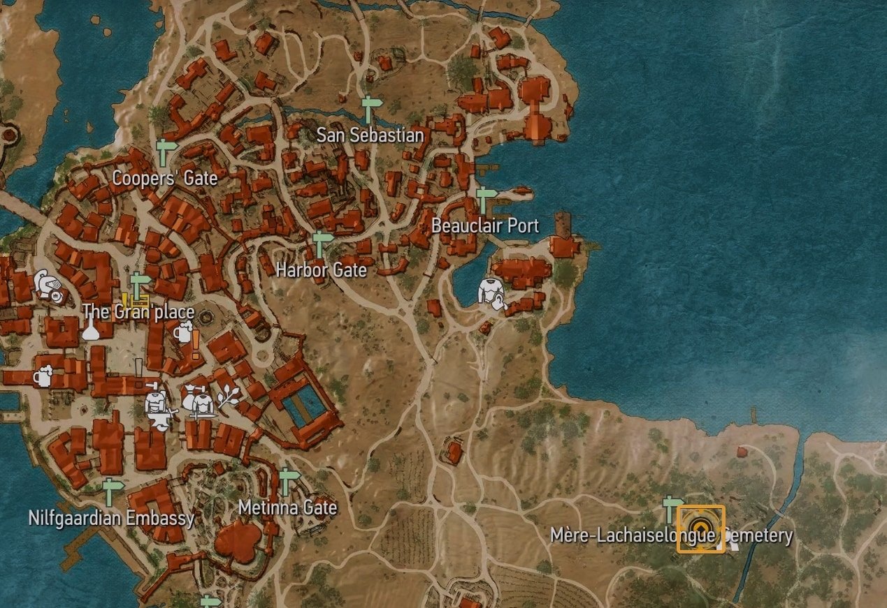 Mère-Lachaiselongue Cemetery Location Witcher 3