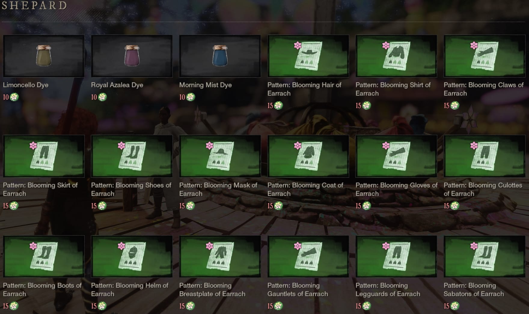 What Items are in the Shepard Tier Event Shop