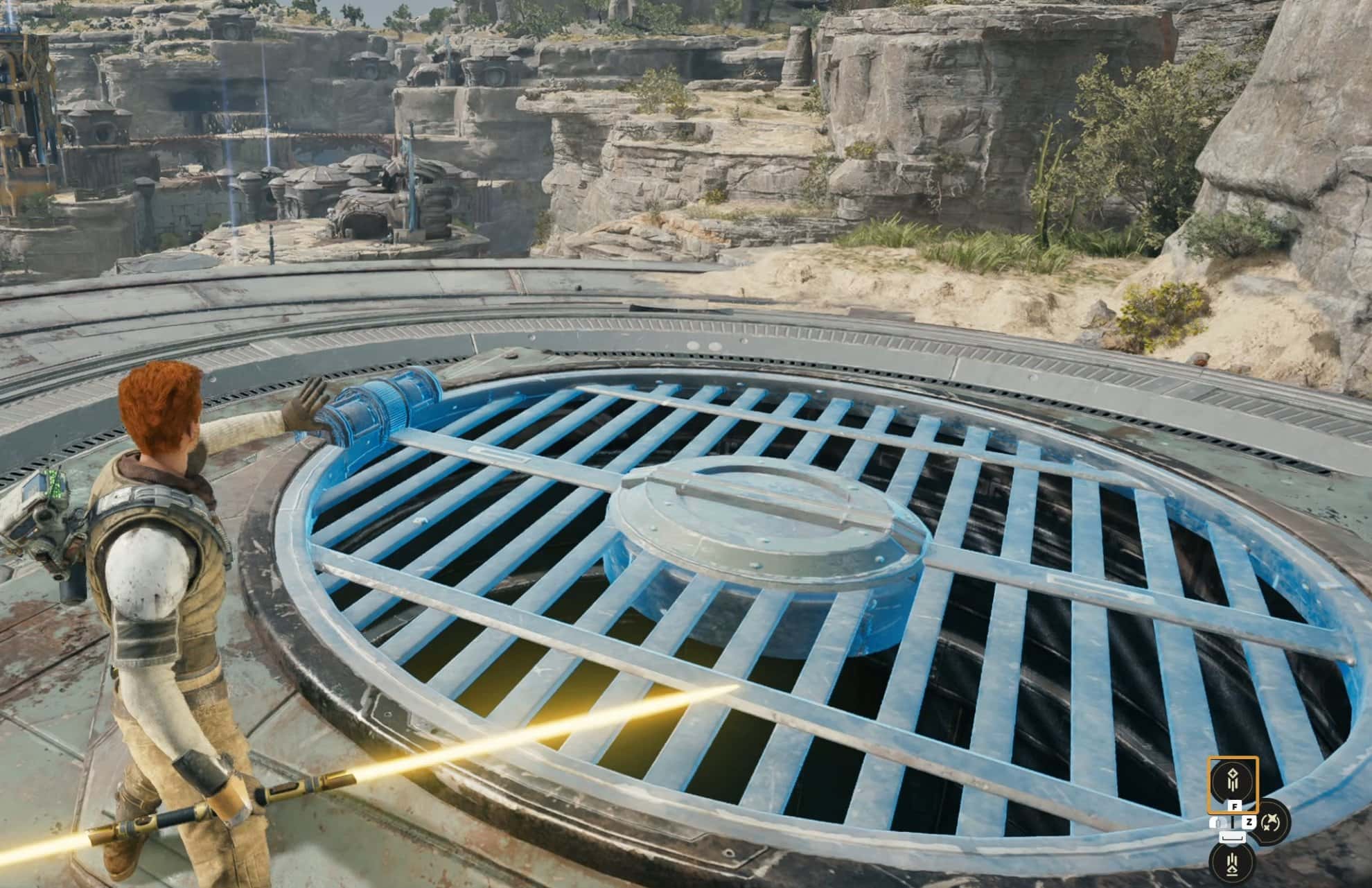 Open the metal lid of the hatch