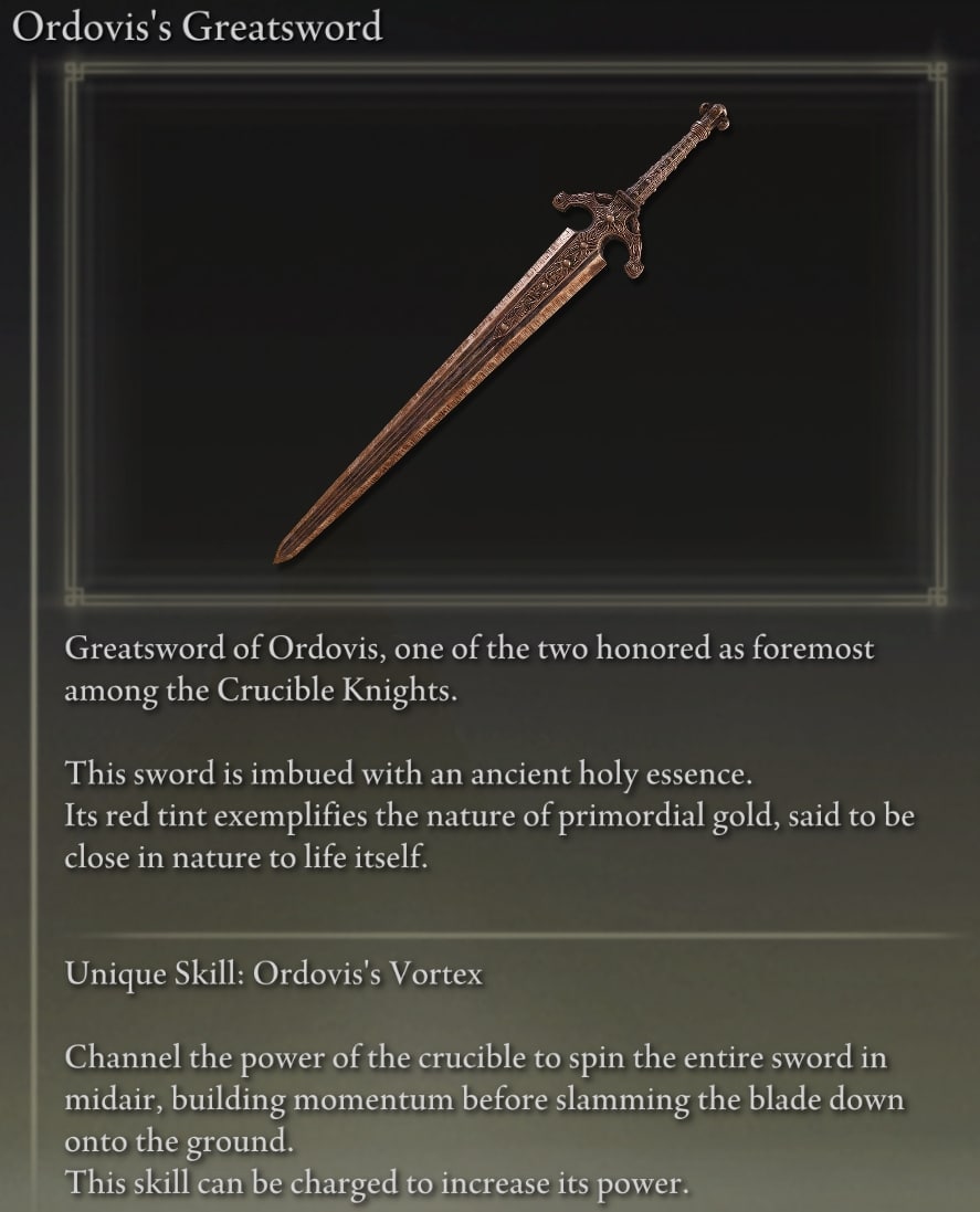 Elden Ring Greatswords - Ordovis's Greatsword
