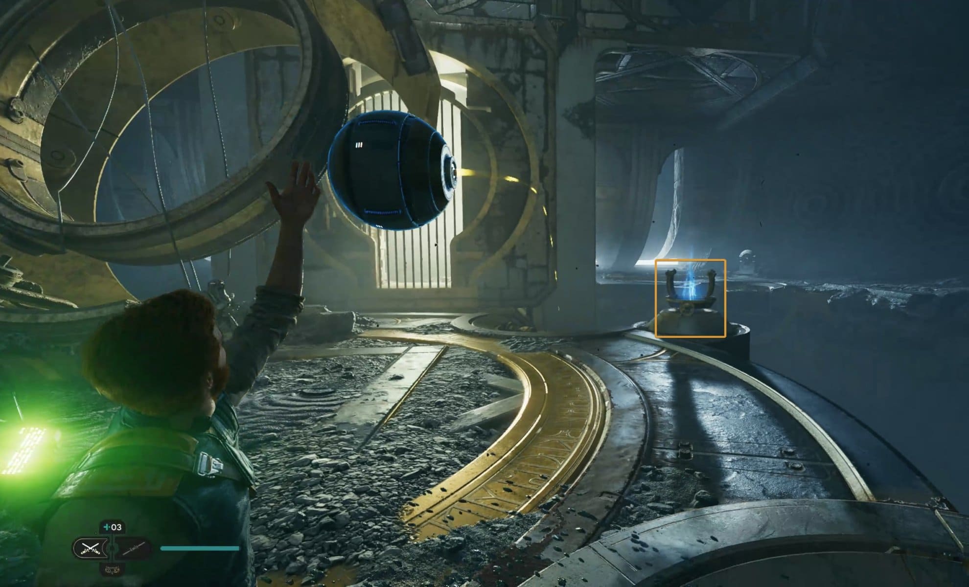 Place the Energy Sphere in the second pedestal