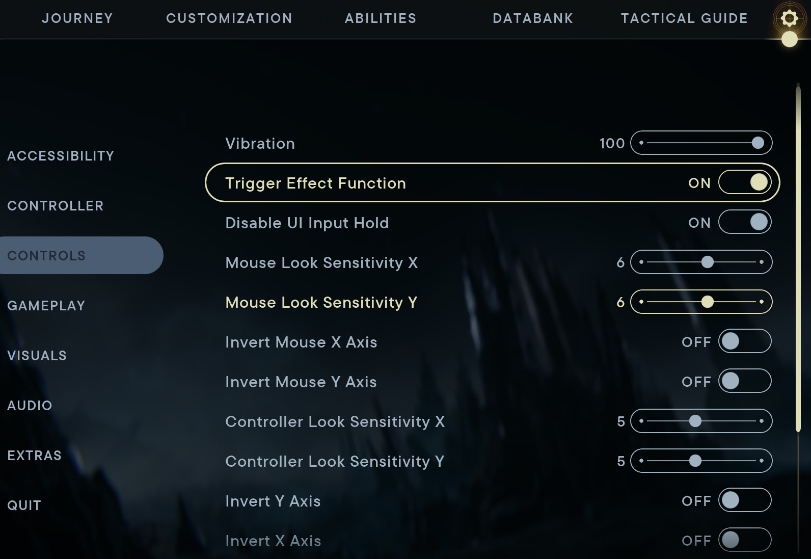 General Control Options in Star Wars Jedi Survivor